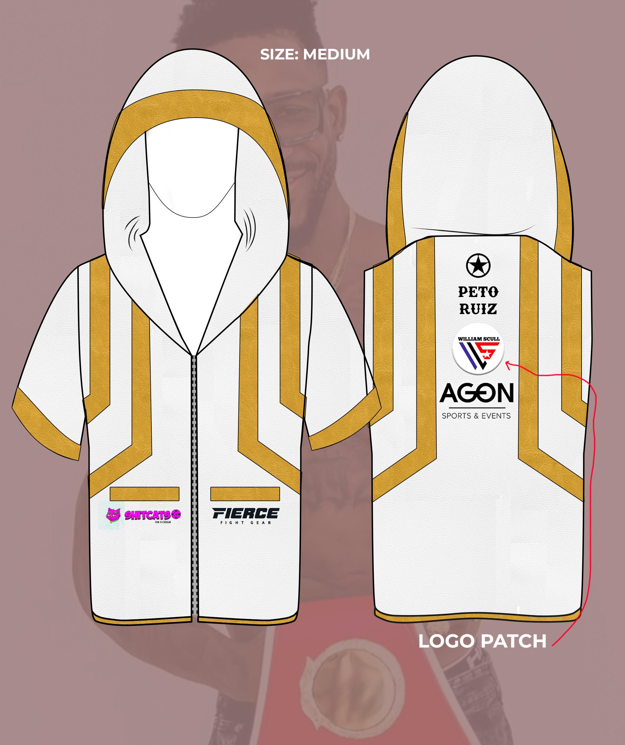 Front view of custom boxing jacket design - Fight Shop | Fierce Fight Gear