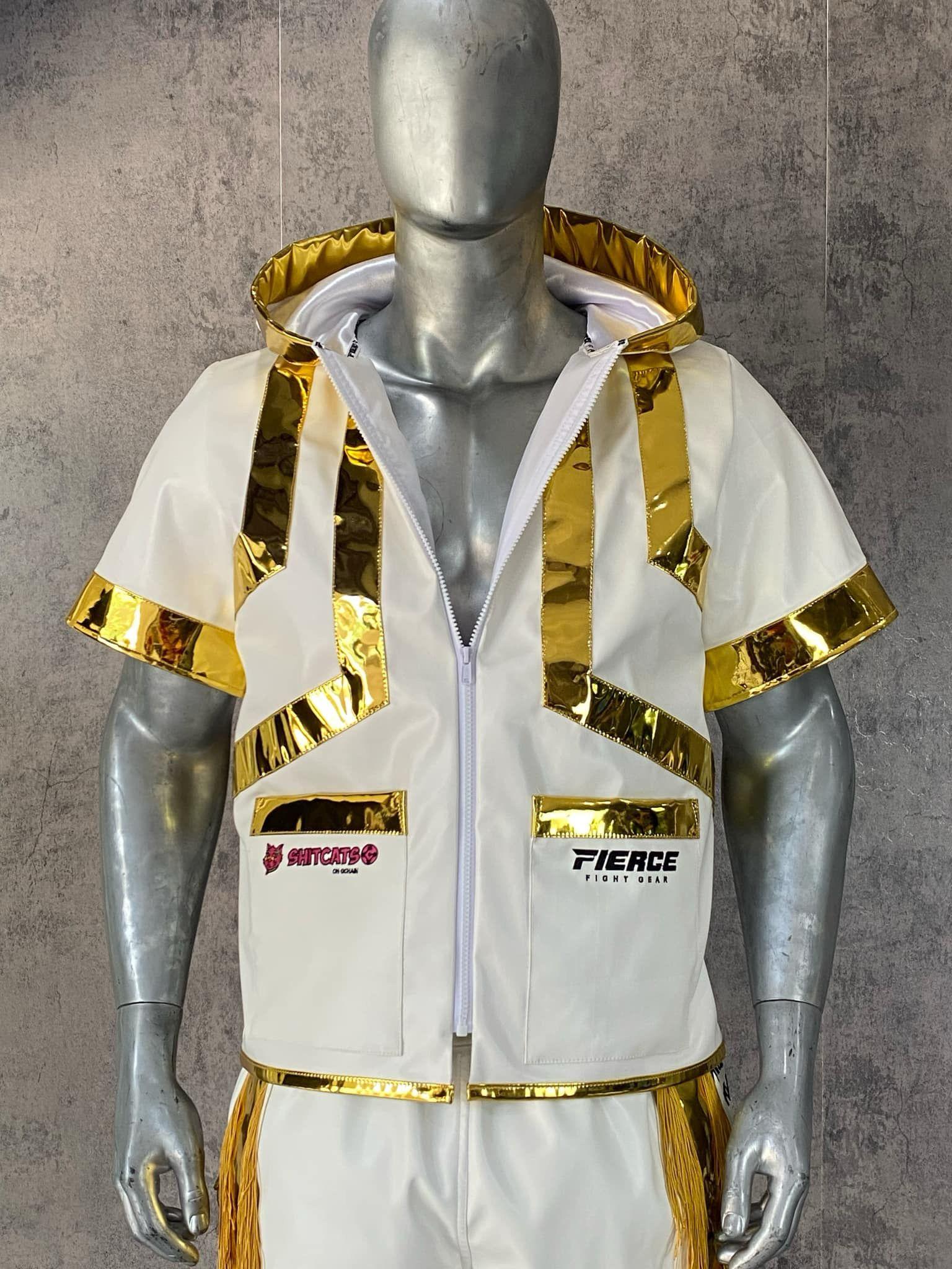 Front view of finished custom boxing jacket - Fight Shop | Fierce Fight Gear 