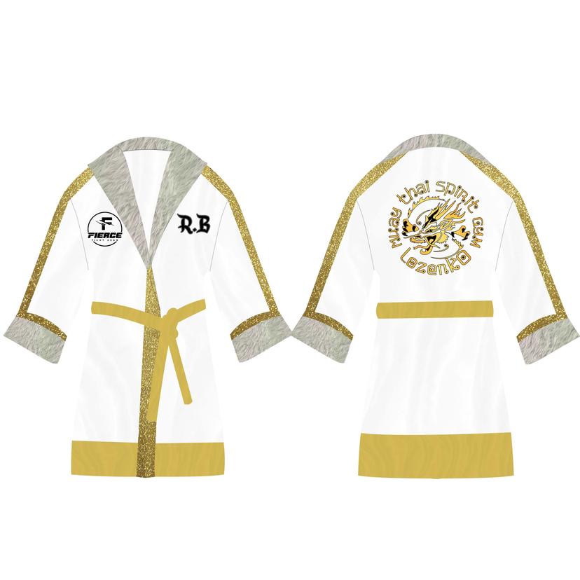 Golden Boxing Robe Custom Boxer Robes: Satin Boxing Robe for Boxers